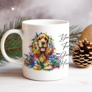Personalised Cocker Spaniel In Christmas Lights, 6 of 9