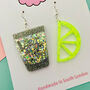 Tequila And Lime Resin Glitter Earrings, thumbnail 2 of 2