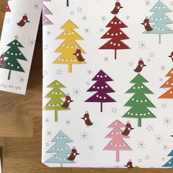 Robin And Christmas Tree Christmas Wrapping Paper, 10 of 11