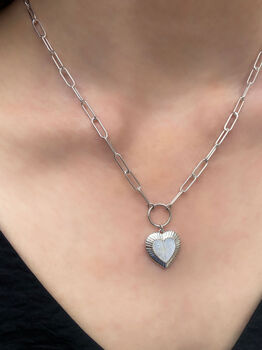 Sterling Silver Semi Precious Agate Heart Necklace, 4 of 4