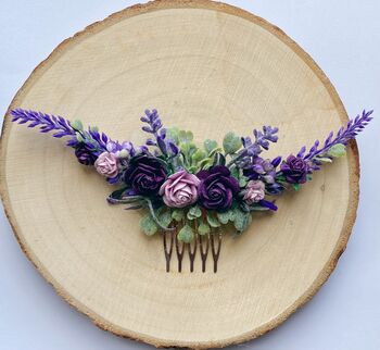 Shades Of Purple Flower Hair Comb, 4 of 6
