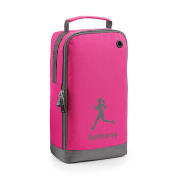 Running Shoe Bag Embroidered With Female Figure And Personalised Name, 4 of 10
