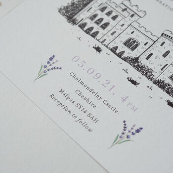 Lilac Wedding Invitation With Lavender Wax Seal, 4 of 11