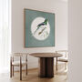 Giant Trogon Moon Art Print – Vintage Japandi Style – Range Of Colours, thumbnail 5 of 8