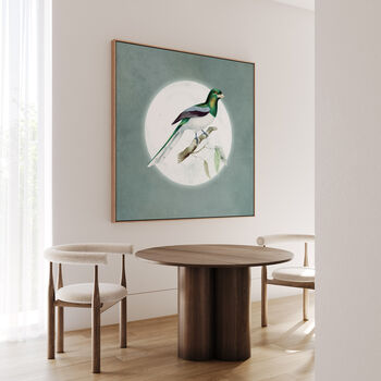 Giant Trogon Moon Art Print – Vintage Japandi Style – Range Of Colours, 5 of 8
