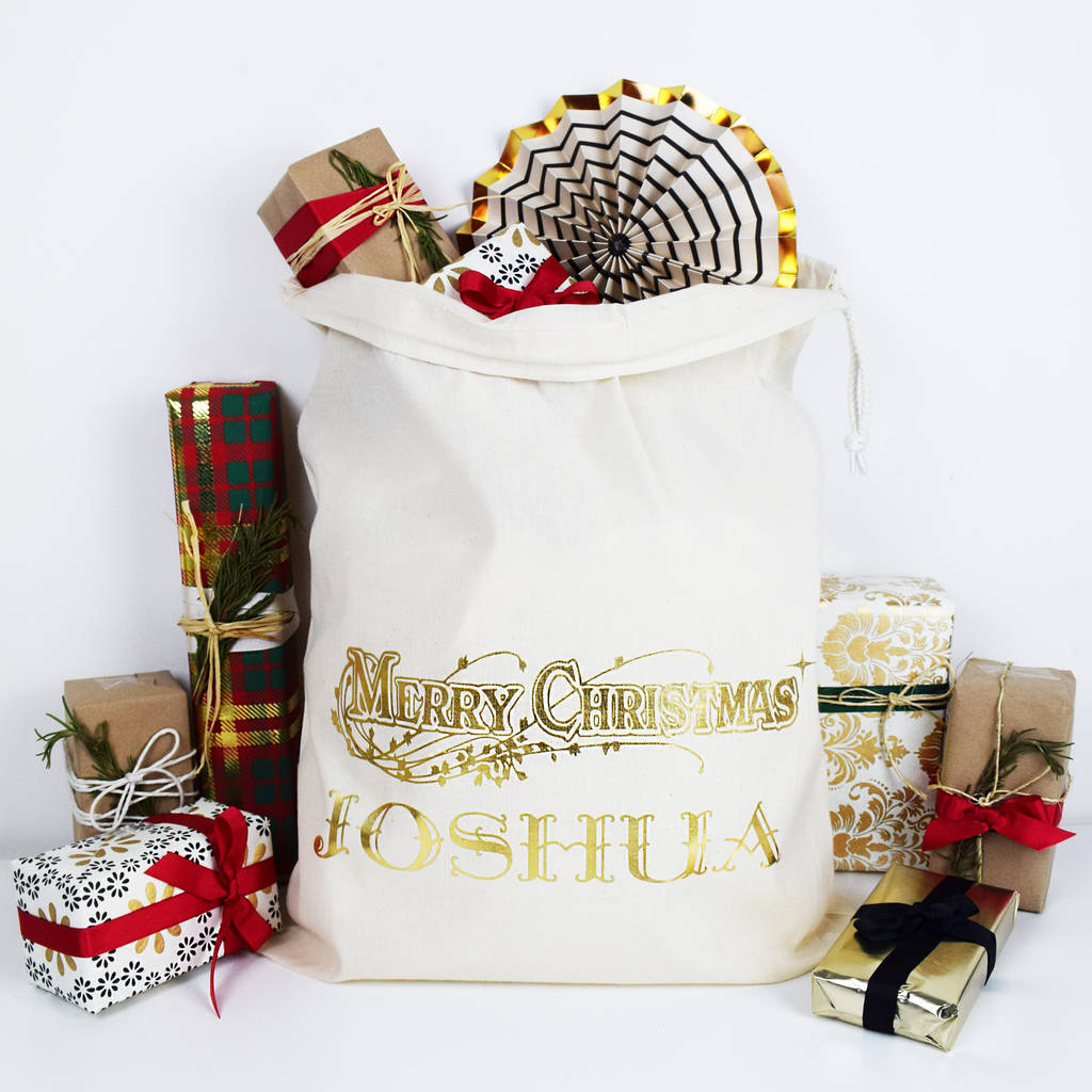 Personalised Merry Christmas Traditional Sack By Weasel and Stoat ...