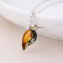 Personalised Sterling Silver Baltic Amber Kingfisher Pendant Necklace, thumbnail 1 of 9