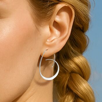 Curled Oval Sterling Silver Hoop Earrings, 2 of 9