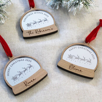 Personalised Snow Globe Style Christmas Bauble, 4 of 5