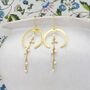 Handmade Moonlight Freshwater Pearls Gold Drop Earrings, thumbnail 3 of 7