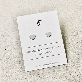 Sterling Silver 5th Anniversary Heart Earrings, 3 of 5