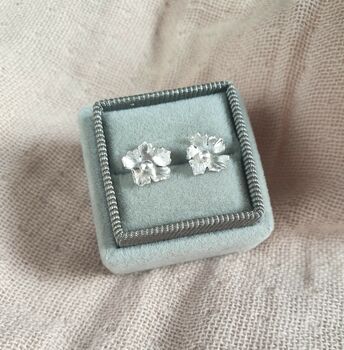 Handmade Silver Flower Stud Earrings, 5 of 6