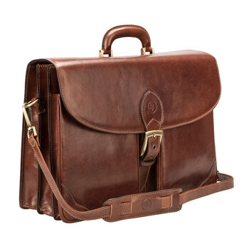 Personalised Men's Large Leather Briefcase 'Tomacelli2', 5 of 10