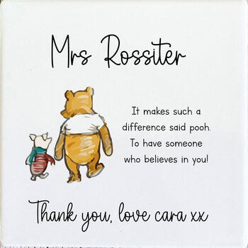 Personalised Bear Thank You Teacher Coaster Gift, 2 of 4