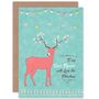 Dear Fiance Love Deer Christmas Card, thumbnail 1 of 4