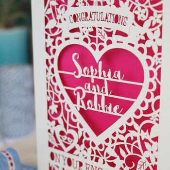 On Your Engagement Personalised Paper Cut Card, 7 of 7