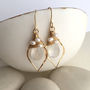 Moonstone And Pearl Leaf Hoops, thumbnail 1 of 6