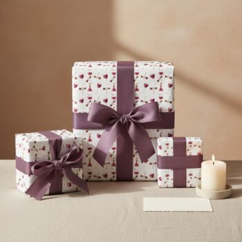 Red Wine Glass Wrapping Paper – Elegant And Sophisticated, 3 of 8
