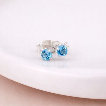 Sterling Silver Aquamarine Micro Stud Earrings – 3mm, 5 of 6