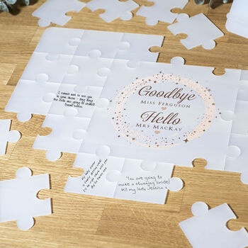 Frosted Acrylic Goodbye Miss Hello Mrs Signing Puzzle, 2 of 5