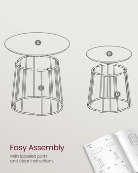 Set Of Two Modern Round Coffee Tables Steel Frame, 6 of 8