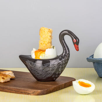 Handmade Ceramic Black Swan Egg Cup, 5 of 5