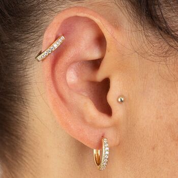 Clear Stone Single Conch Hoop Earring, 11mm, 4 of 5