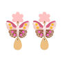 Butterfly Flower Dangle Earrings In Glitter, thumbnail 2 of 2
