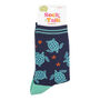 Women's Sea Turtles Bamboo Ankle Socks Navy Mint, thumbnail 3 of 4