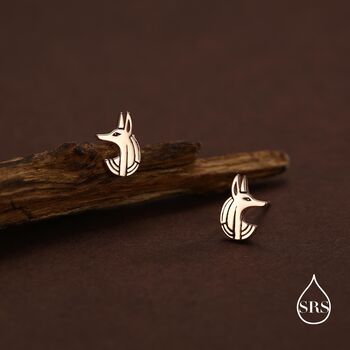 Sterling Silver Anubis Jackal Stud Earrings, 2 of 12