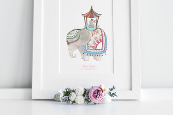 Personalised Girl's Royal Elephant And Rabbit Print, 4 of 9