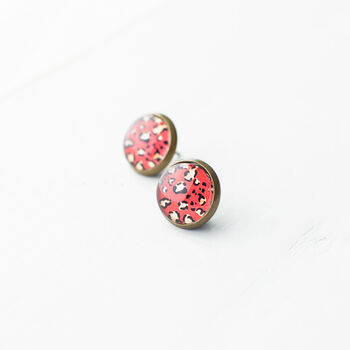 Red Leopard Pattern Earrings, 8 of 10