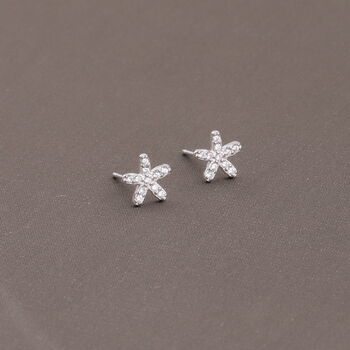 Gift Bag 21st Sterling Silver Crystal Flower Earrings, 2 of 7