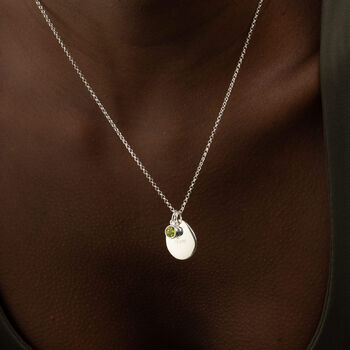 Engraved Pebble And Birthstone Necklace, 4 of 7