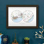 Personalised Postcodes Two Circle Locations Map Print, thumbnail 2 of 7