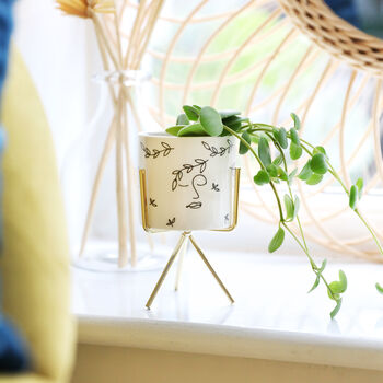 Face Print Mini Planter And Stand, H14cm, 3 of 6