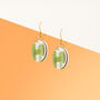 Olive Green Abstract Circular Earrings • Gold Plated Sterling Silver Hooks, thumbnail 6 of 8