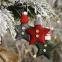 Christmas Fabric Star With Bobble Hat Decoration, thumbnail 4 of 6