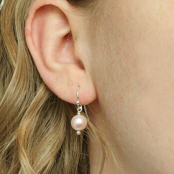 Blush Pink Fresh Water Pearl Drop Earrings, 2 of 3