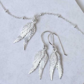 Sterling Silver Angel Wings Dangly Earrings, 4 of 5