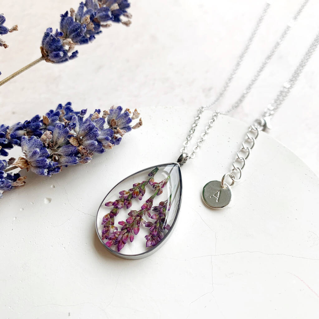 Personalised Pressed Flower Lavender Necklace By Eclectic Eccentricity