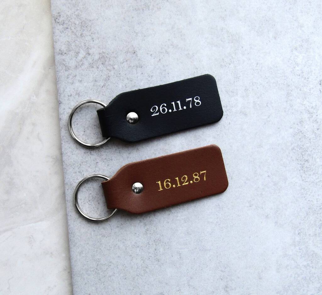 Handmade Personalised Special Date Leather Keyring, 1 of 5