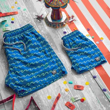 Father And Son Matching Wave Print Swim Shorts, 2 of 8