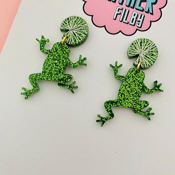 Frog Glitter Earrings, 2 of 3