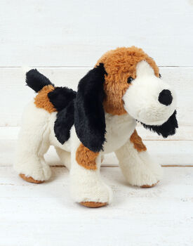 Beagle Soft Toy With Engraved Gold Bone Tag, 5 of 6