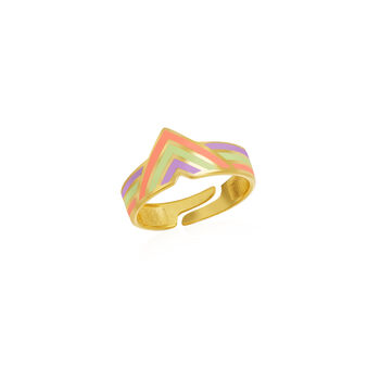 Enamel Pink Four Color Sterling Silver Arrow Band Ring, 5 of 5