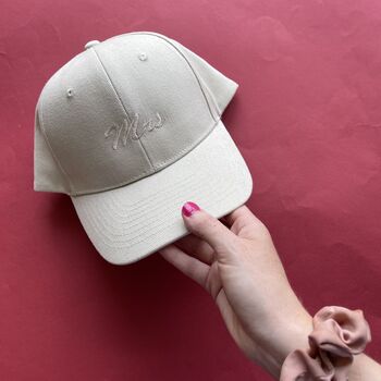 Personalised Mrs 'Script' Embroidered Cap, 8 of 8