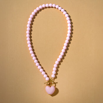 Pink Bead And Heart Toggle Necklace, 3 of 6