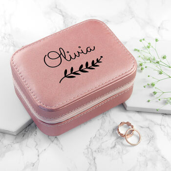 Personalised Wreath Pink Travel Jewellery Case, 4 of 12