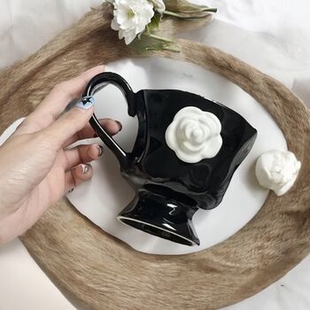 Premium Black And White Flower Mug, 6 of 8